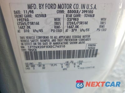 Zdjęcie 12 z 12 samochodu: 1999 FORD F250 SUPER DUTY VIN:1FTNX20FXXEC76510 - miniatura