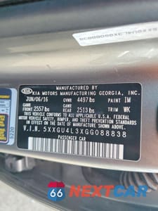 Zdjęcie 12 z 12 samochodu: 2016 KIA OPTIMA EX VIN:5XXGU4L3XGG088838 - miniatura