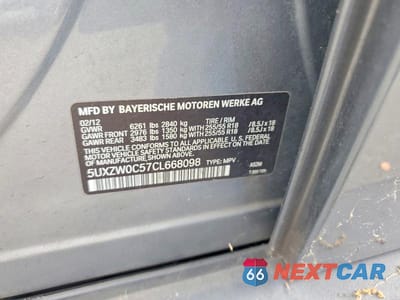 Zdjęcie 12 z 12 samochodu: 2012 BMW X5 XDRIVE35D VIN:5UXZW0C57CL668098 - miniatura