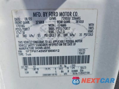 Zdjęcie 12 z 12 samochodu: 2005 FORD F150 SUPERCREW VIN:1FTPW14595FB69012 - miniatura