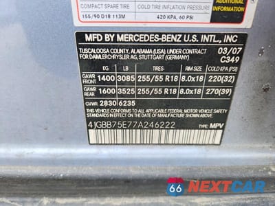 Zdjęcie 14 z 14 samochodu: 2007 MERCEDES-BENZ ML 500 VIN:4JGBB75E77A246222 - miniatura