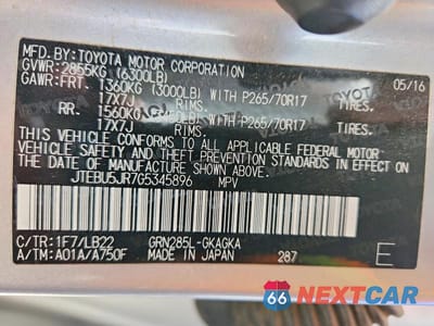Zdjęcie 13 z 13 samochodu: 2016 TOYOTA 4RUNNER SR5 PREMIUM VIN:JTEBU5JR7G5345896 - miniatura