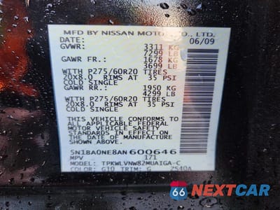 Zdjęcie 14 z 14 samochodu: 2010 NISSAN ARMADA PLATINUM VIN:5N1BA0NE8AN600646 - miniatura