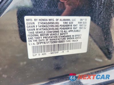 Zdjęcie 12 z 12 samochodu: 2013 HONDA RIDGELINE SPORT VIN:5FPYK1F75DB018869 - miniatura