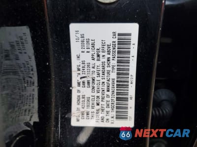Zdjęcie 12 z 12 samochodu: 2017 HONDA ACCORD LX VIN:1HGCR2F32HA084846 - miniatura