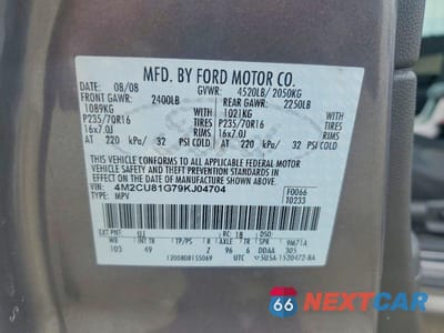 Zdjęcie 14 z 14 samochodu: 2009 MERCURY MARINER VIN:4M2CU81G79KJ04704 - miniatura