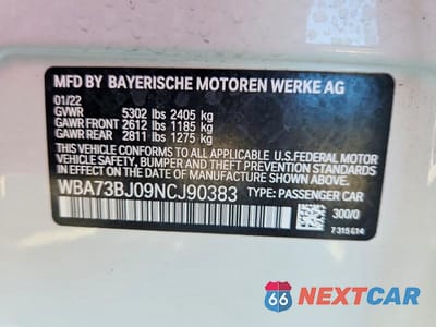 Zdjęcie 12 z 12 samochodu: 2022 BMW 540 XI VIN:WBA73BJ09NCJ90383 - miniatura