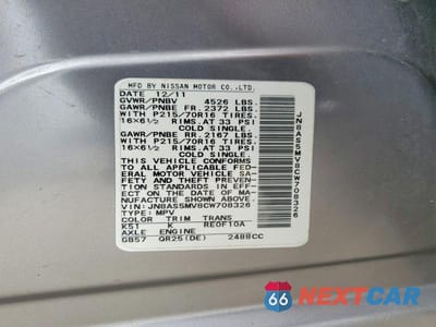 Zdjęcie 13 z 13 samochodu: 2012 NISSAN ROGUE S VIN:JN8AS5MV8CW708326 - miniatura