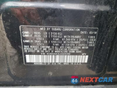 Zdjęcie 13 z 13 samochodu: 2018 SUBARU OUTBACK 2.5I VIN:4S4BSAACXJ3324280 - miniatura