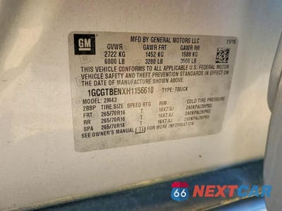Zdjęcie 13 z 13 samochodu: 2017 CHEVROLET COLORADO VIN:1GCGTBENXH1156610 - miniatura