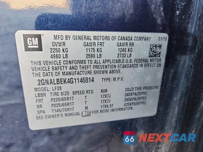 Zdjęcie 13 z 13 samochodu: 2016 CHEVROLET EQUINOX LS VIN:2GNALBEK4G1146814 - miniatura