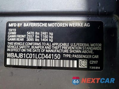 Zdjęcie 12 z 12 samochodu: 2020 BMW 530XE VIN:WBAJB1C01LCD44150 - miniatura