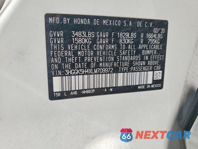 Zdjęcie 13 z 13 samochodu: 2020 HONDA FIT LX VIN:3HGGK5H4XLM709972 - miniatura