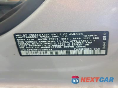 Zdjęcie 12 z 12 samochodu: 2016 VOLKSWAGEN PASSAT S VIN:1VWAT7A39GC020363 - miniatura
