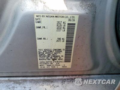 Zdjęcie 12 z 12 samochodu: 2016 NISSAN ALTIMA 2.5 SV VIN:1N4AL3AP7GC259561 - miniatura
