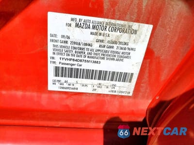 Zdjęcie 12 z 12 samochodu: 2007 MAZDA 6 S VIN:1YVHP84D875M13883 - miniatura