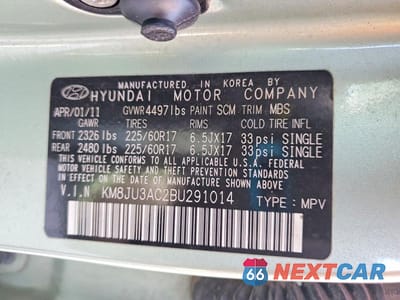 Zdjęcie 13 z 13 samochodu: 2011 HYUNDAI TUCSON GLS VIN:KM8JU3AC2BU291014 - miniatura