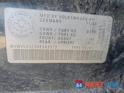 Zdjęcie 12 z 12 samochodu: 2009 VOLKSWAGEN PASSAT VIN:WVWVU93C39E082312 - miniatura