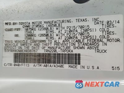 Zdjęcie 12 z 12 samochodu: 2014 TOYOTA TACOMA BASE VIN:5TFNX4CN8EX038767 - miniatura