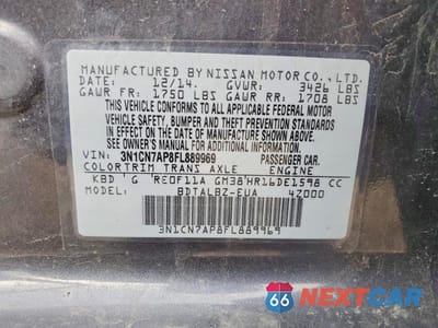 Zdjęcie 12 z 12 samochodu: 2015 NISSAN VERSA 1.6 SV VIN:3N1CN7AP8FL889969 - miniatura