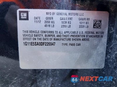 Zdjęcie 12 z 12 samochodu: 2013 CHEVROLET MALIBU 2LT VIN:1G11E5SA0DF226947 - miniatura
