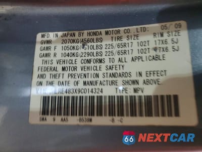 Zdjęcie 13 z 13 samochodu: 2009 HONDA CR-V LX VIN:JHLRE483X9C014324 - miniatura