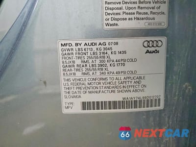 Zdjęcie 12 z 12 samochodu: 2009 AUDI Q7 3.6 QUATTRO VIN:WA1AY74L99D012707 - miniatura