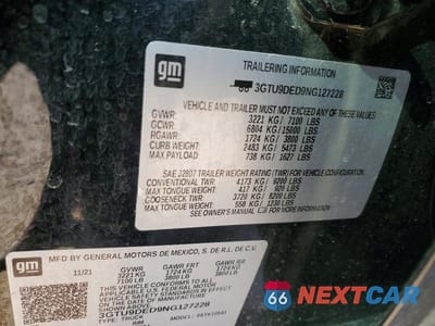 Zdjęcie 12 z 12 samochodu: 2022 GMC SIERRA LIMITED K1500 SLT VIN:3GTU9DED9NG127228 - miniatura