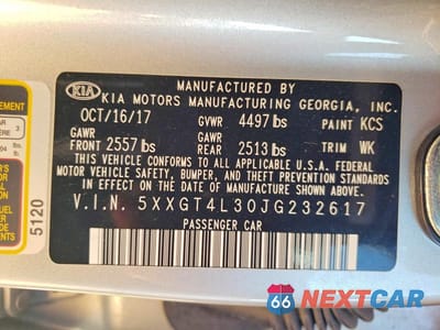 Zdjęcie 12 z 12 samochodu: 2018 KIA OPTIMA LX VIN:5XXGT4L30JG232617 - miniatura