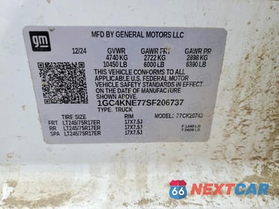 Zdjęcie 12 z 12 samochodu: 2025 CHEVROLET SILVERADO K2500 HEAVY DUTY LT VIN:1GC4KNE77SF206737 - miniatura