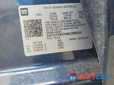 Zdjęcie 12 z 12 samochodu: 2021 CHEVROLET SILVERADO K1500 LT VIN:1GCUYDED5MZ296504 - miniatura