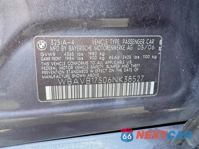 Zdjęcie 10 z 10 samochodu: 2006 BMW 325 I AUTOMATIC VIN:WBAVB17506NK38527 - miniatura