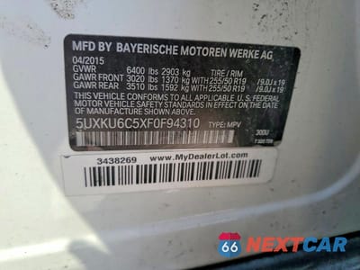 Zdjęcie 12 z 12 samochodu: 2015 BMW X6 XDRIVE50I VIN:5UXKU6C5XF0F94310 - miniatura