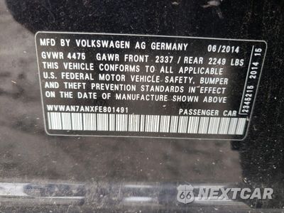 Zdjęcie 13 z 13 samochodu: 2015 VOLKSWAGEN CC SPORT VIN:WVWAN7ANXFE801491 - miniatura