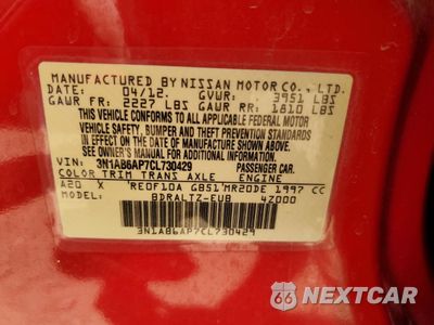 Zdjęcie 14 z 14 samochodu: 2012 NISSAN SENTRA 2.0 VIN:3N1AB6AP7CL730429 - miniatura