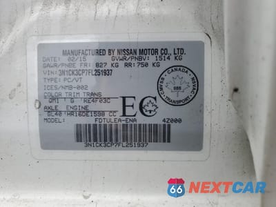 Zdjęcie 12 z 12 samochodu: 2015 NISSAN MICRA VIN:3N1CK3CP7FL251937 - miniatura