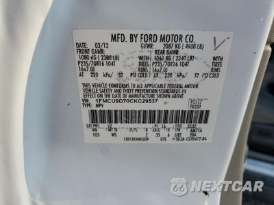 Zdjęcie 13 z 13 samochodu: 2012 FORD ESCAPE XLT VIN:1FMCU9D70CKC29537 - miniatura