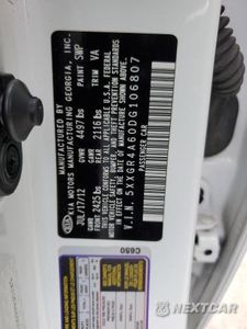 Zdjęcie 12 z 12 samochodu: 2013 KIA OPTIMA SX VIN:5XXGR4A60DG106807 - miniatura