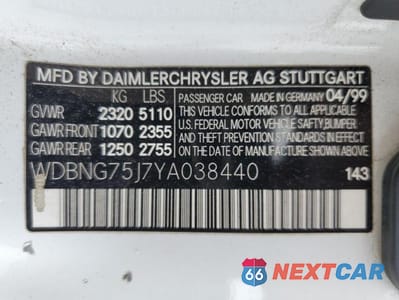 Zdjęcie 12 z 12 samochodu: 2000 MERCEDES-BENZ S 500 VIN:WDBNG75J7YA038440 - miniatura