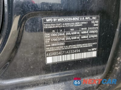 Zdjęcie 13 z 13 samochodu: 2001 MERCEDES-BENZ ML 320 VIN:4JGAB54E71A233494 - miniatura