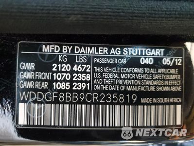 Zdjęcie 12 z 12 samochodu: 2012 MERCEDES-BENZ C 300 4MATIC VIN:WDDGF8BB9CR235819 - miniatura