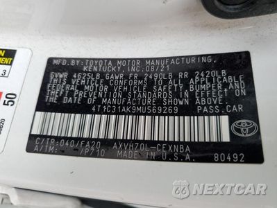 Zdjęcie 12 z 12 samochodu: 2021 TOYOTA CAMRY LE VIN:4T1C31AK9MU569269 - miniatura