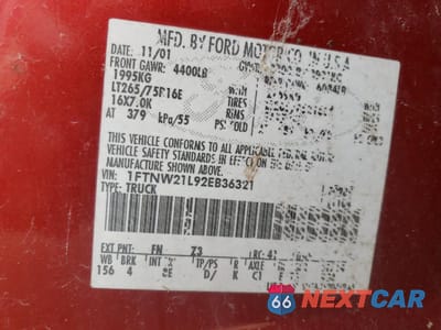 Zdjęcie 12 z 12 samochodu: 2002 FORD F250 SUPER DUTY VIN:1FTNW21L92EB36321 - miniatura