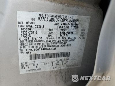 Zdjęcie 13 z 13 samochodu: 2004 MAZDA TRIBUTE ES VIN:4F2CZ06194KM14729 - miniatura