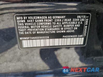 Zdjęcie 12 z 12 samochodu: 2014 VOLKSWAGEN CC SPORT VIN:WVWBP7ANXEE503228 - miniatura