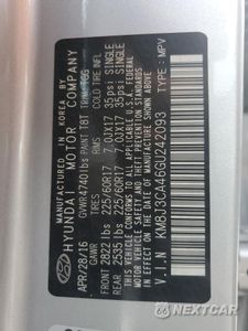 Zdjęcie 12 z 12 samochodu: 2016 HYUNDAI TUCSON VIN:KM8J3CA46GU242093 - miniatura