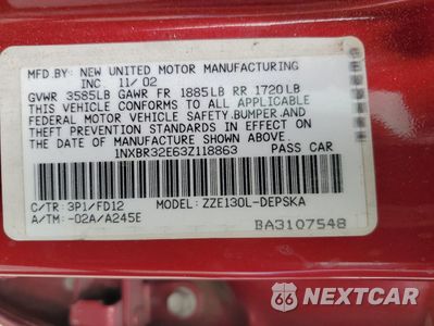 Zdjęcie 12 z 12 samochodu: 2003 TOYOTA COROLLA CE VIN:1NXBR32E63Z118863 - miniatura