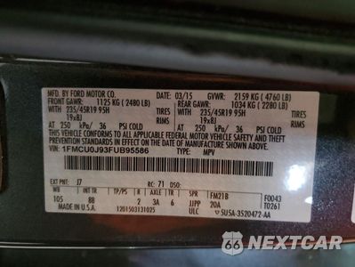 Zdjęcie 12 z 12 samochodu: 2015 FORD ESCAPE TITANIUM VIN:1FMCU0J93FUB95586 - miniatura