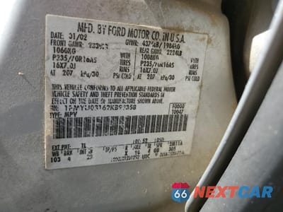 Zdjęcie 13 z 13 samochodu: 2002 FORD ESCAPE XLT VIN:1FMYU03162KB99358 - miniatura