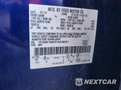 Zdjęcie 13 z 13 samochodu: 2015 FORD EXPLORER VIN:1FM5K7B87FGA38221 - miniatura